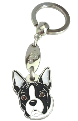 BOSTON TERRIER BLACK AND WHITE <br> (keyring, without engraving)